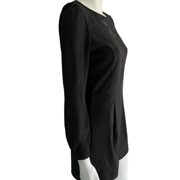 Long Sleeve Black Romper with Lace Insert - Picture 4 of 8